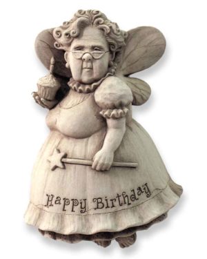 Cast Stone Plaque Featuring Fairies Happy Birthday Fairy